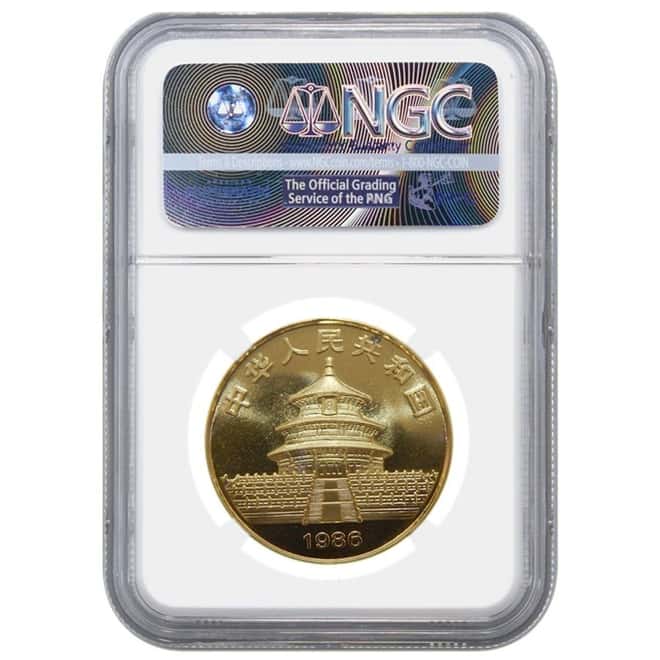 1986 1 oz China Gold Panda 100 Yuan NGC MS 67