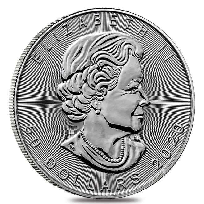 2020 1 oz Platinum Canadian Maple Leaf Coin $50 .9995 Fine BU