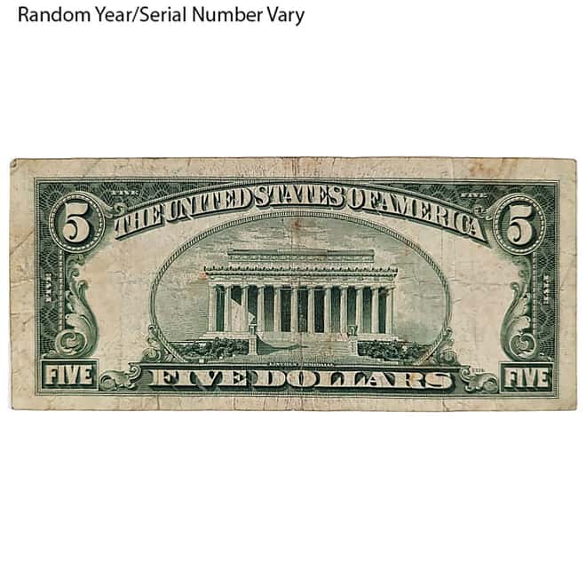 $5 Silver Certificate Currency Note Avg Circ (Random Year)