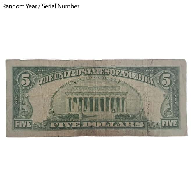 $5 Bill Legal Tender Currency Star Note Red Seal Avg Circ (Random Year)