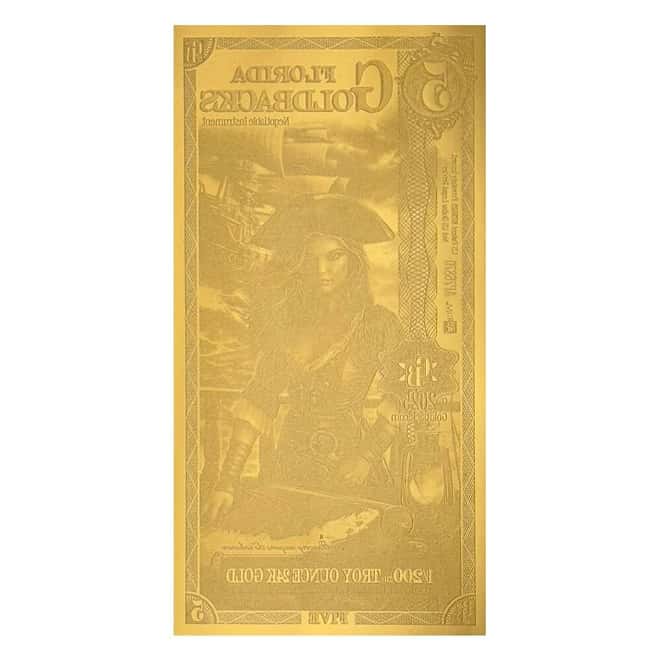 5 Florida Goldback 1/200 oz 24K Gold Foil Aurum Note