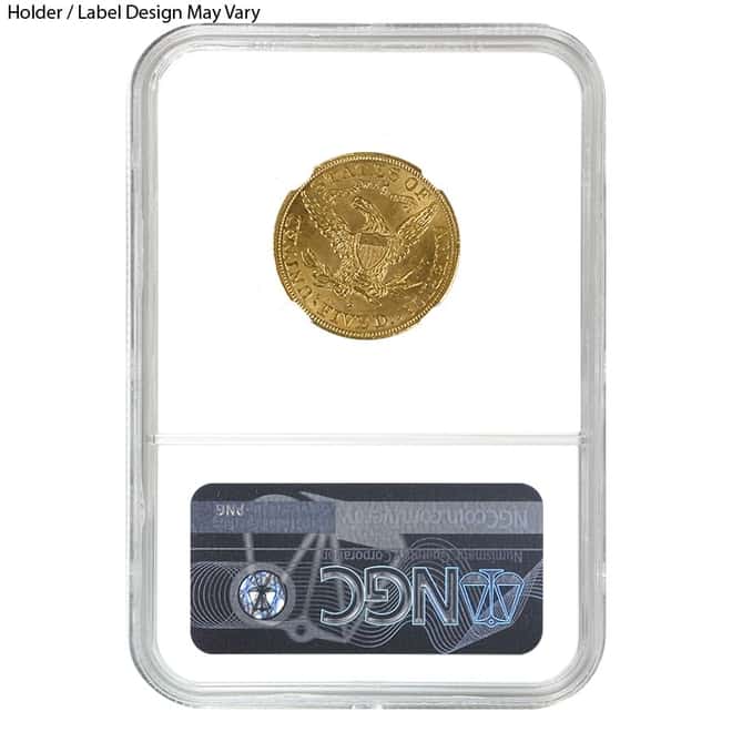 $5 Gold Half Eagle Liberty Head NGC MS 63 (Random Year)