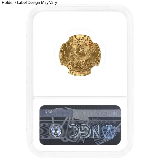 $5 Gold Half Eagle Liberty Head NGC MS 64 (Random Year)