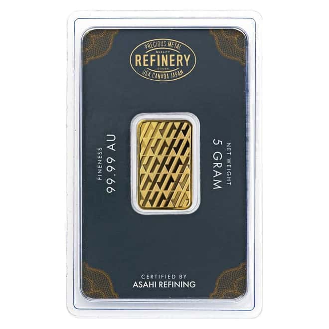5 Gram Asahi Gold Bar .9999 Fine (in Assay)