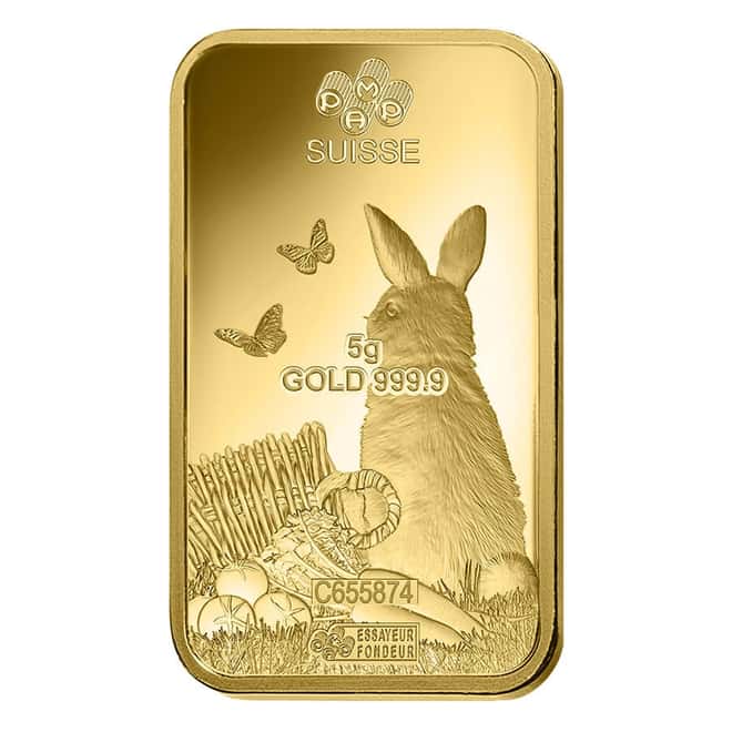 Box of 25 - 5 gram PAMP Suisse Year of the Rabbit Gold Bar (In Assay)
