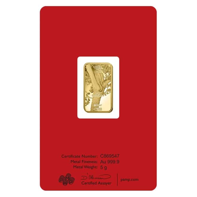 Box of 25 - 5 gram PAMP Suisse Year of the Tiger Gold Bar (In Assay)