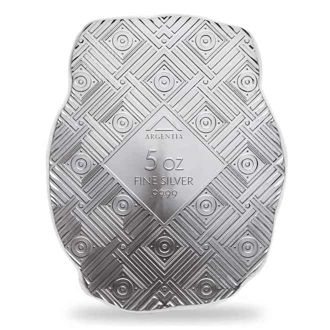 5 oz Argentia King Tut High Relief Silver Bar .9999 Fine