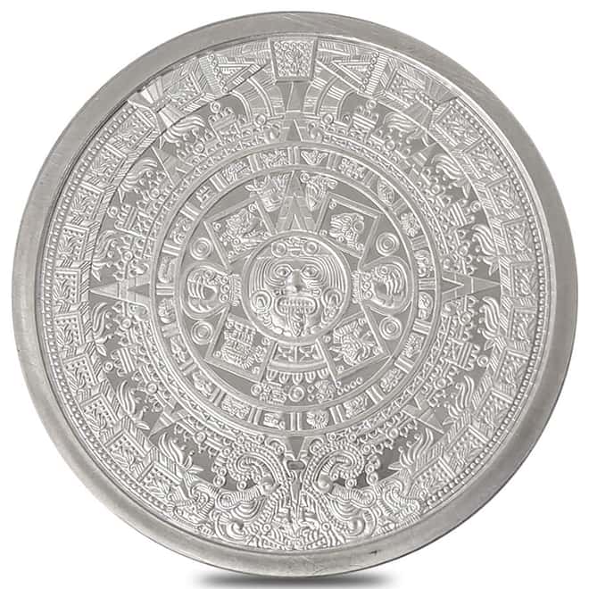 5 oz Silver Aztec Calendar Round .999 Fine