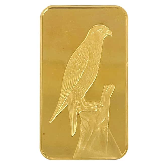 5 Tolas Credit Suisse Falcon Art Gold Bar .9999 Fine