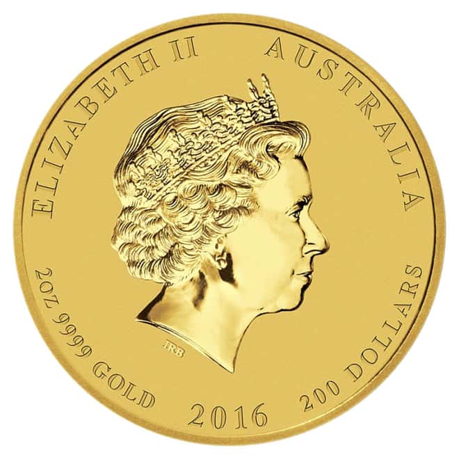 2016 2 oz Gold Year of The Monkey BU (In Capsule) - Australia Perth Mint