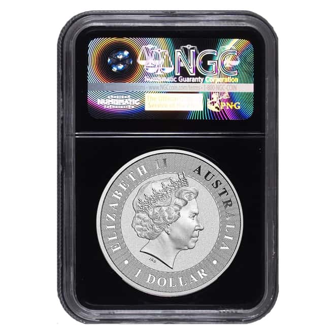 2016 1 oz Silver Australian Kangaroo Obv Struck Thru NGC MS 69 ER Retro Holder (Mint Error)
