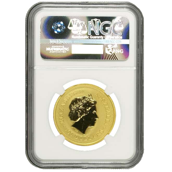 2003 1 oz $100 Australian Lunar Year of the Goat Gold Coin NGC MS 70 (Series 1)