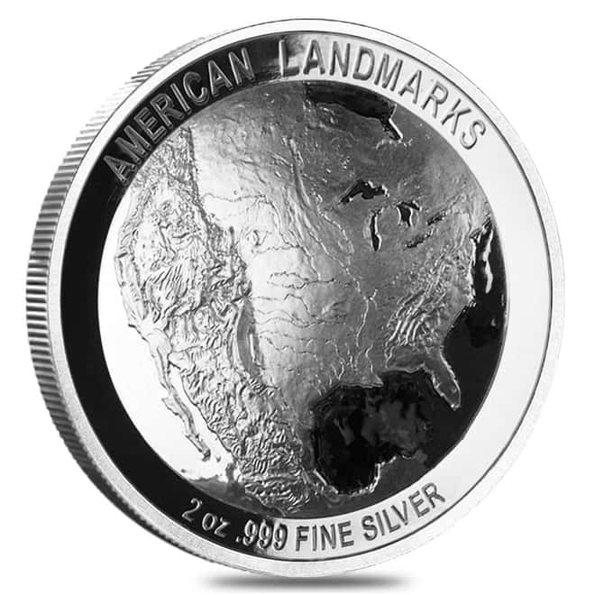 2 oz Liberty Island Ultra High Relief Silver Round - American Landmarks Series
