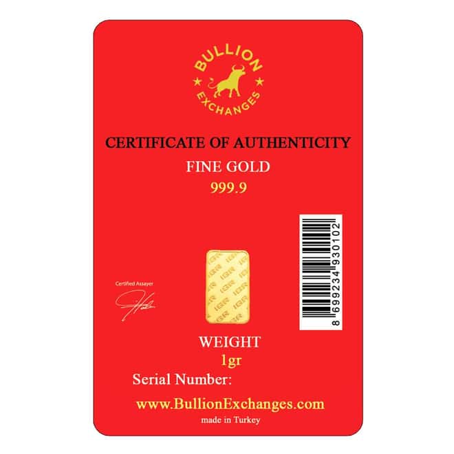 1 Gram Gold Lunar Year of the Monkey Bullion Exchanges Istanbul Gold Refinery (IGR) .9999 Bar (In Assay)
