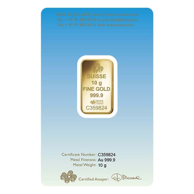 Box of 25 - 10 gram PAMP Suisse Gold Bar - Romanesque Cross (in Assay) .9999 Fine