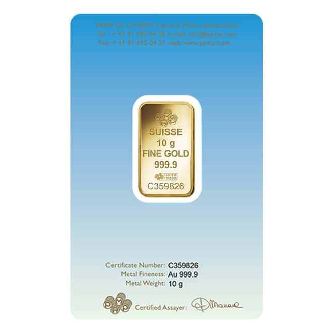 Box of 25 - 10 gram PAMP Suisse Gold Bar - Ka ´Bah, Mecca (in Assay) .9999 Fine