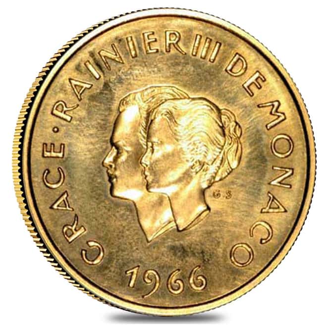 1966 Gold Monaco 200 Francs 10th Wedding Anniversary Coin