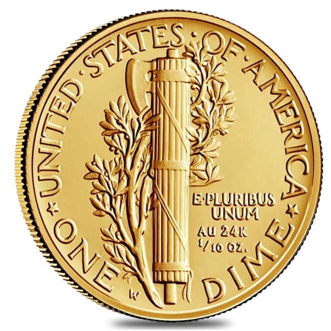 2016 1/10 oz Mercury Dime Centennial Gold Coin NGC SP 70 FDOI (W/Box & COA)
