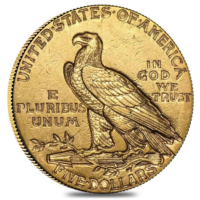 $5 Gold Half Eagle Indian Head - Very Fine VF (Random Year)