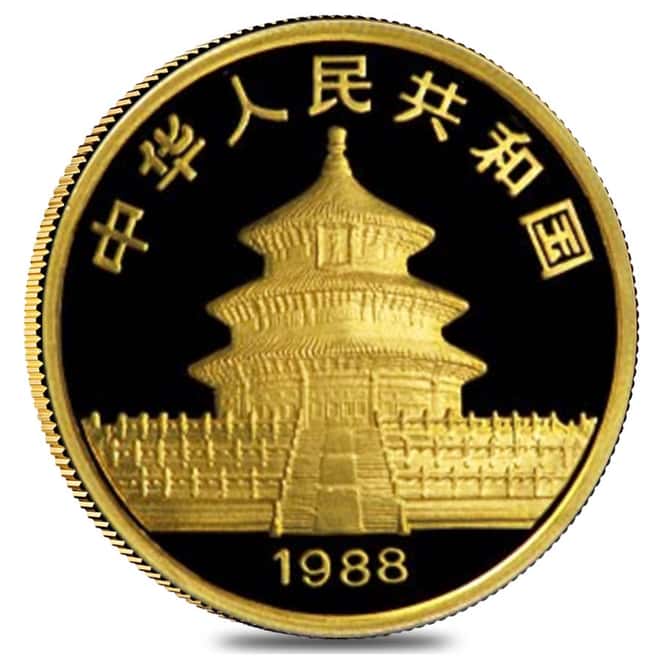 1988 1/10 oz Chinese Gold Panda 10 Yuan BU (Sealed)