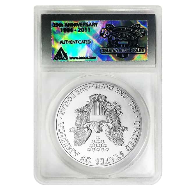 2011 $1 Silver American Eagle ANACS MS 70 - First Day of Issue (25th Eagle Anniversary)