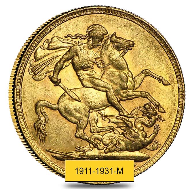 1911-1931-M Australia Gold Sovereign George V Avg Circ