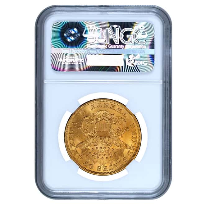 1874 $20 Liberty Head Double Eagle Gold Coin NGC AU 55