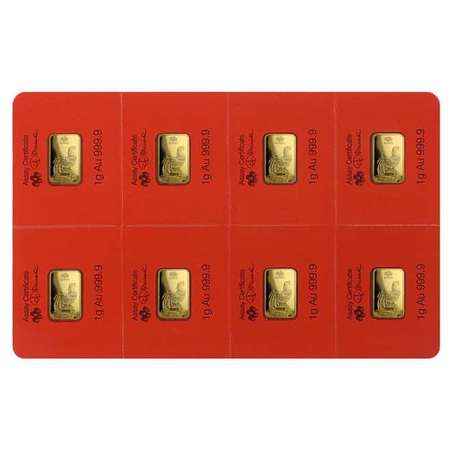 1 gram Gold Bar - PAMP Suisse Lunar Rooster .9999 Fine (In Assay from Multigram+8) 