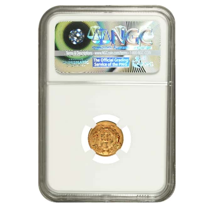 1856 Slanted 5 $1 Gold Indian Princess Head Coin NGC AU 53