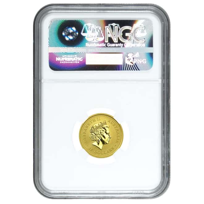 2005 1/4 oz $25 Gold Lunar Year of the Rooster NGC UNC Details
