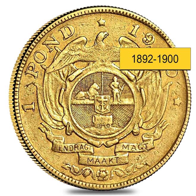 1892-1900 South Africa Gold 1 Pond Avg Cir (Random)