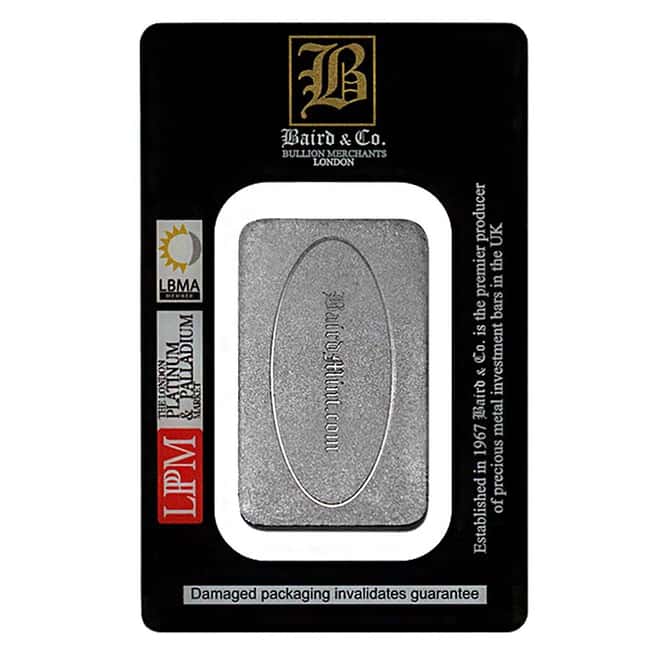 Baird Mint 1 oz .999 Fine Rhodium Bar