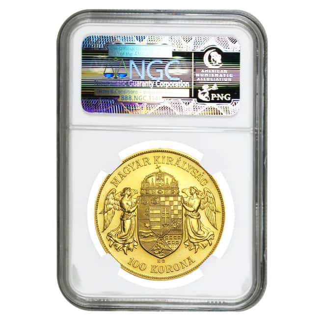 1908 Hungary Gold 100 Korona NGC MS 66 (Restrike)