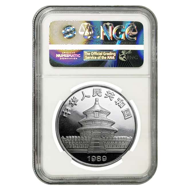 1989 1 oz Chinese Silver Panda 10 Yuan Coin NGC MS 68