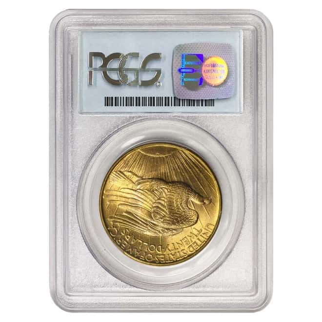 1908 $20 Gold St. Gaudens Double Eagle Coin No Motto PCGS MS 65