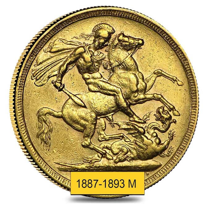 1887-1893-M Australia Gold Sovereign Victoria Jubilee Avg Circ