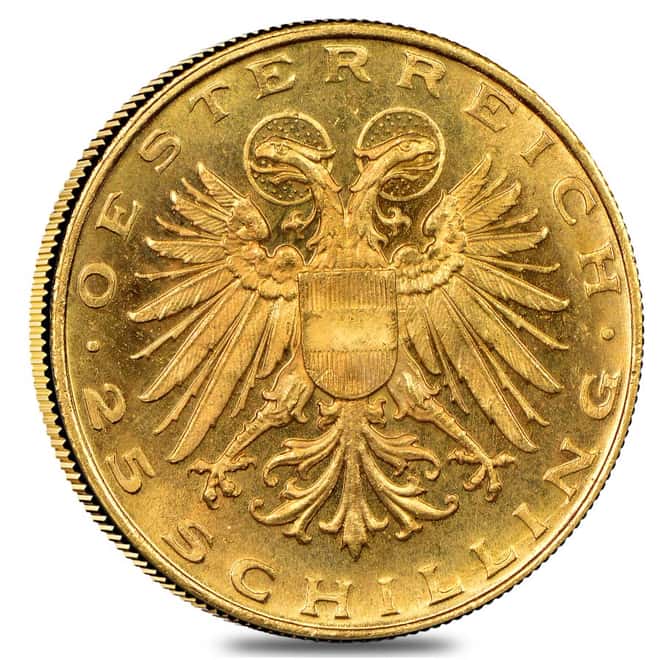 1935-1938 Austria Gold 25 Schilling Prooflike (Random Year)