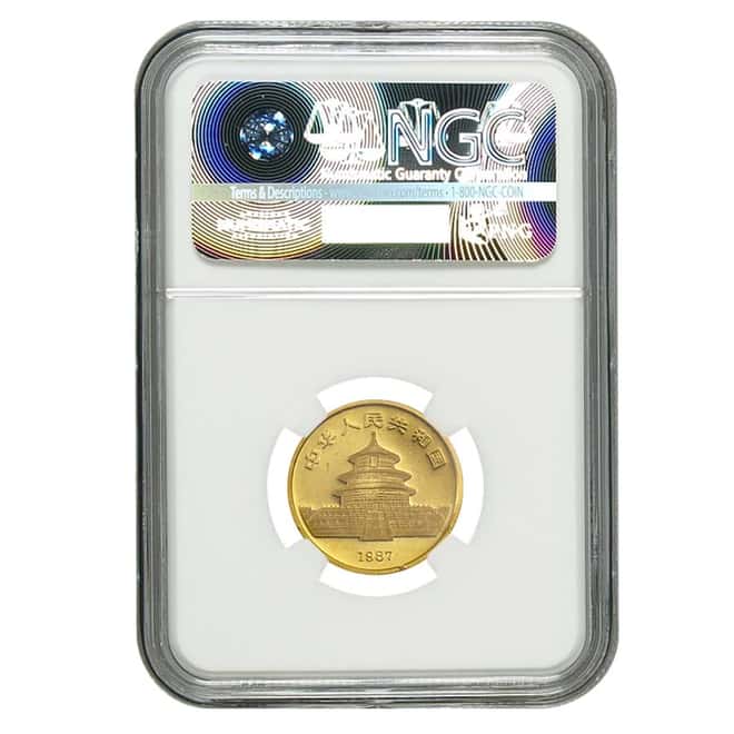 1987 S 1/4 oz China Gold Panda 25 Yuan NGC MS 69