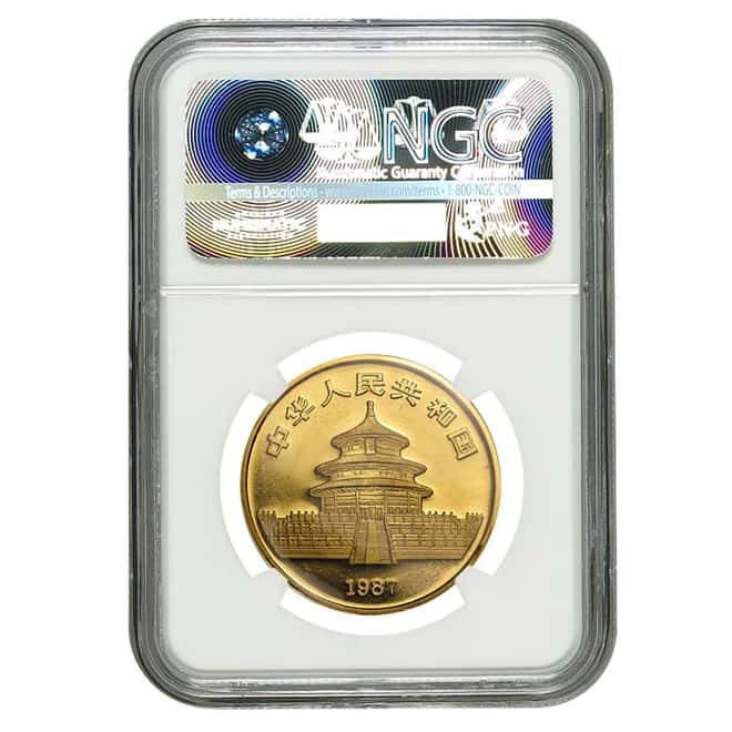 1987 S 1 oz China Gold Panda 100 Yuan NGC MS 69