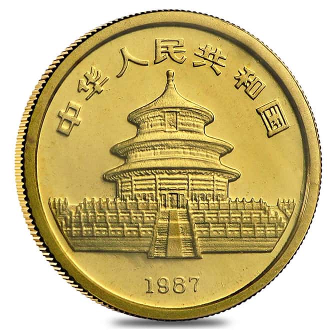 1987 Y 1/20 oz Gold China Panda 5 Yuan Coin (Sealed)