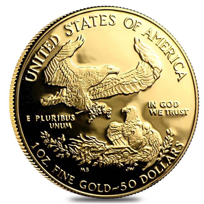 1990-W 1 oz $50 Proof Gold American Eagle (w/Box & COA)