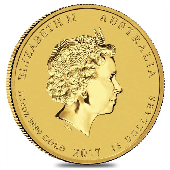 2017 1/10 oz Gold Lunar Year of The Rooster BU Australia Perth Mint (In Capsule)