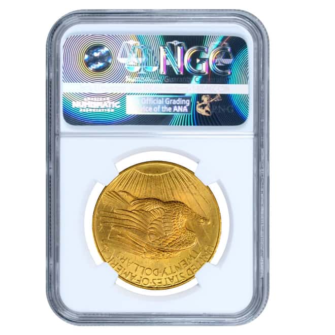 1908 $20 Gold St. Gaudens Double Eagle Coin No Motto NGC MS 60