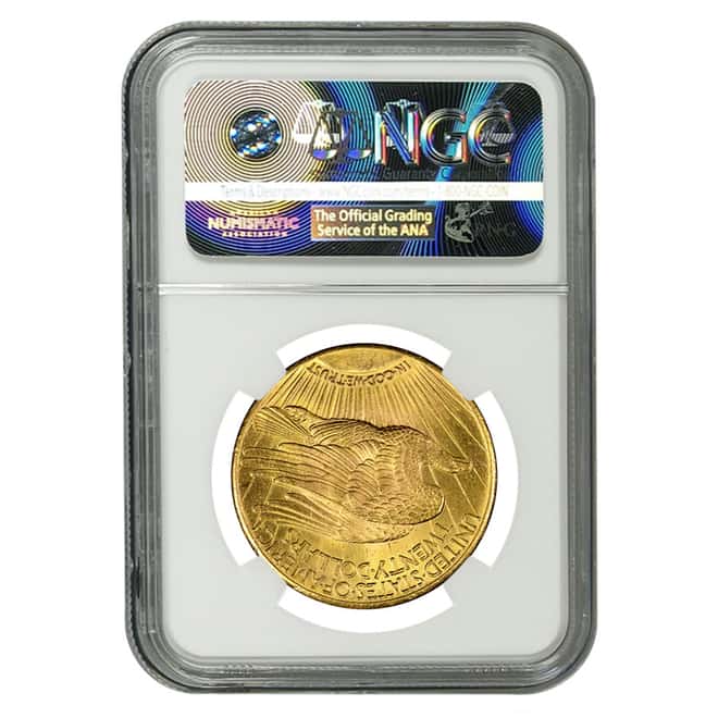 1925 $20 Gold St. Gaudens Double Eagle Coin NGC MS 61