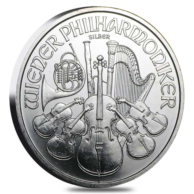 1 oz Austrian Silver Philharmonic (Milky, Cull, Damaged, Circulated, Cleaned)