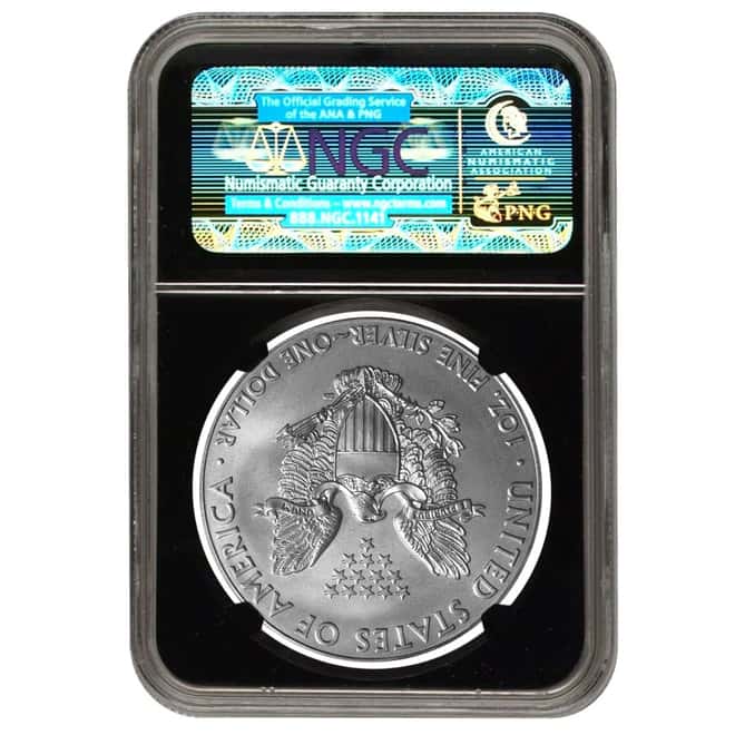  2012 1 oz Silver American Eagle $1 Coin NGC MS 70 Early Releases Retro Holder