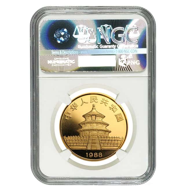 1988 1 oz China Gold Panda 100 Yuan NGC MS 68