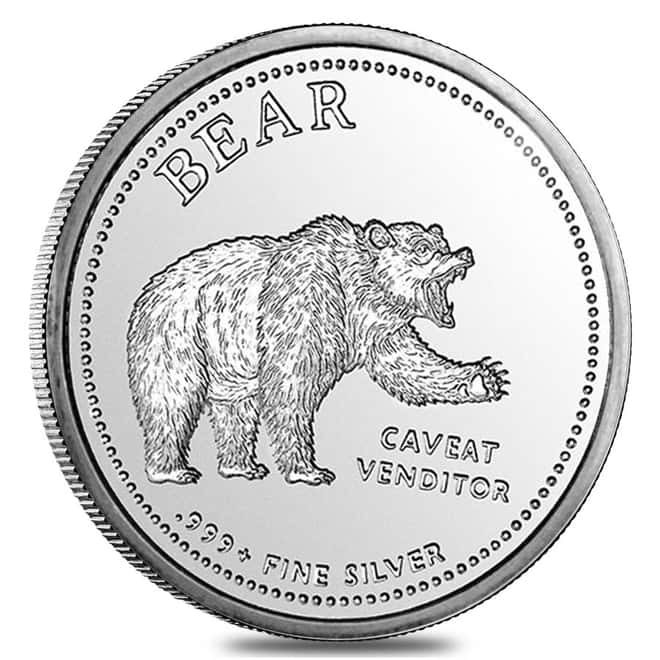 1 oz Bull and Bear Market Silver Round .999 Fine