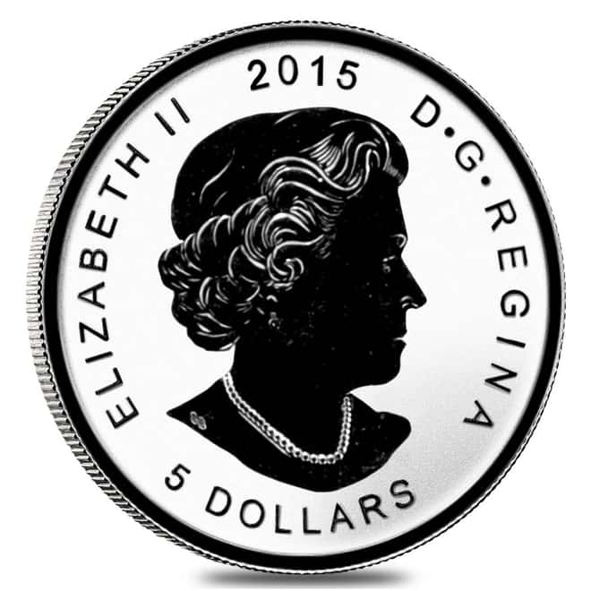 2015 1 oz Silver Canadian Maple Leaf E=mc2 Privy Reverse Proof $5 Coin