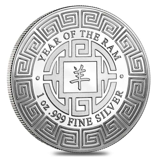2015 1 oz Year of the Ram .999 Fine Silver Round
